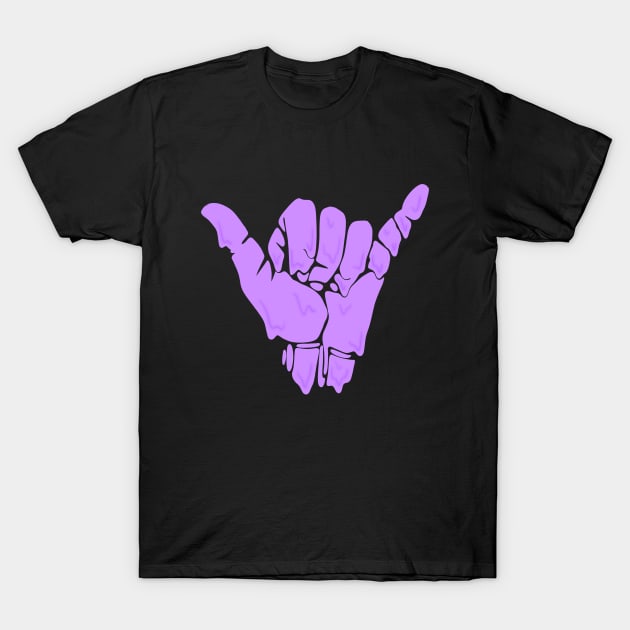 melting/dripping shaka hand sign in purple T-Shirt by acatalepsys 